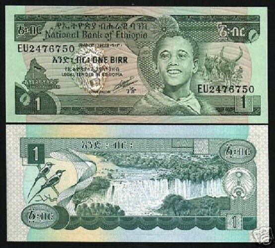 Ethiopia 1 Birr 41 1991 Water Fall Longhorn Unc Currency Money Bill Bank Note