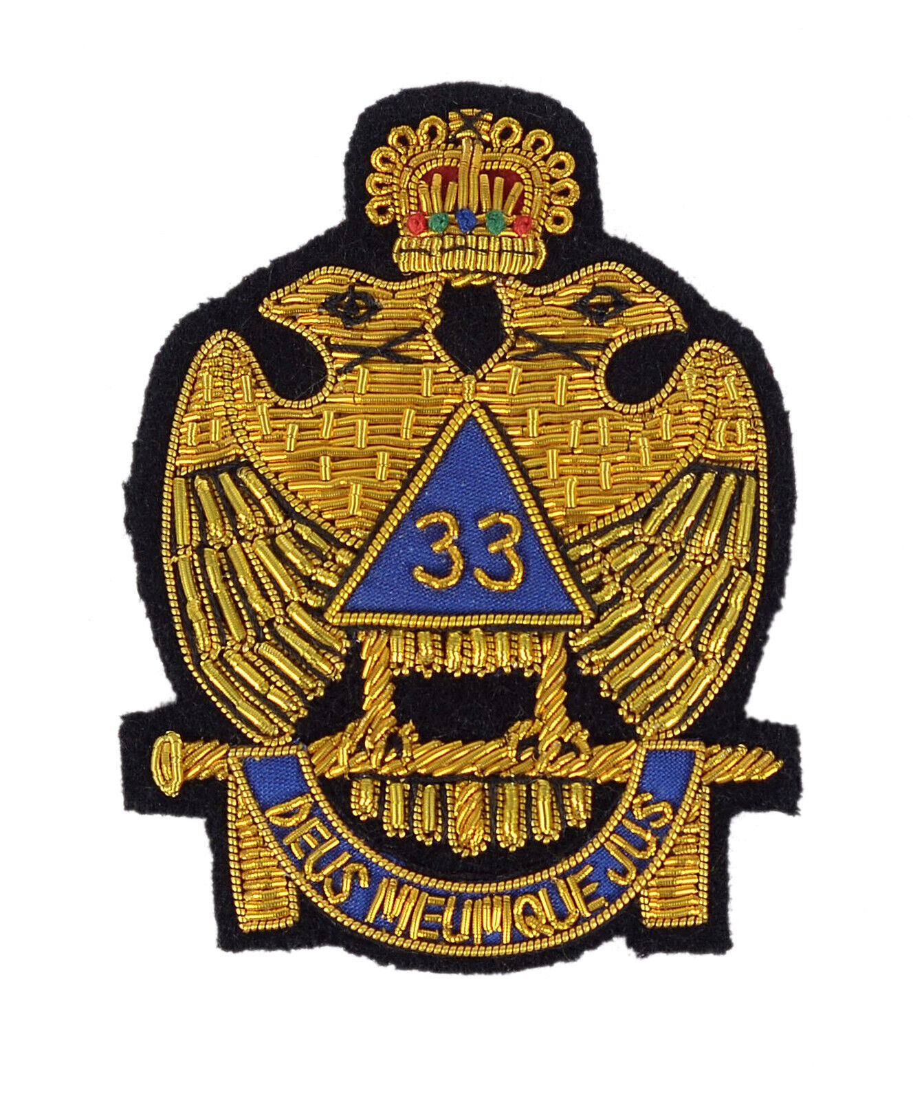 Masonic Scottish Rite Aasr 33 Degree Emblem Patch Hand Embroidered