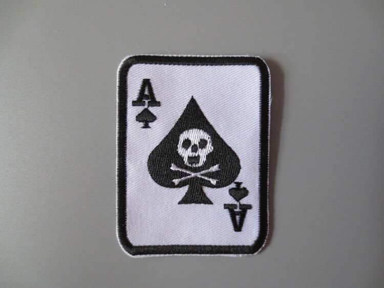 Embroidery  Patches Badge Iron On Poker Spade A Skull 7.5cm *5.8cm