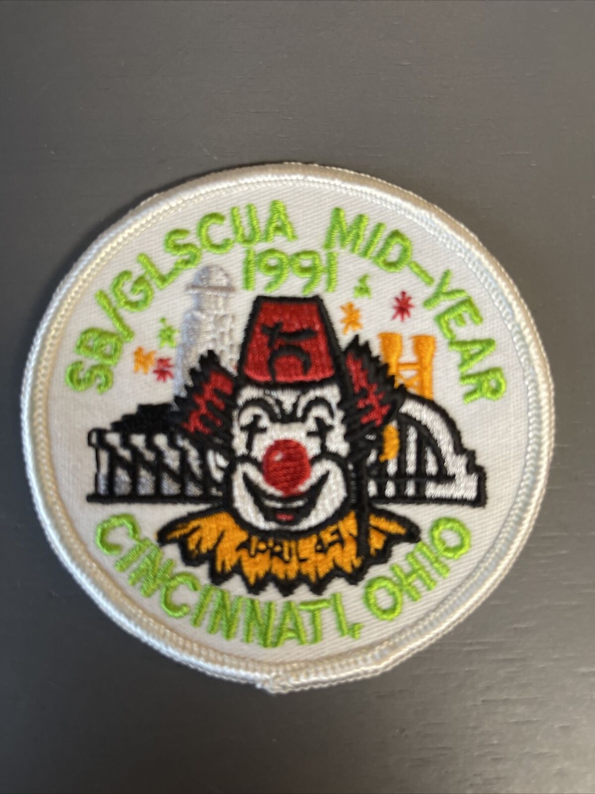 Glscua  Shrine  1991 Clown Mid-year Convention Patch Cincinnati New!