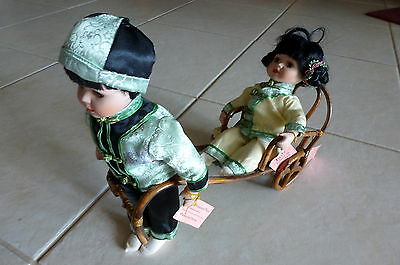 Dolls Oriental Jade & Ming With Bamboo Rickshaw Show-stoppers Collectibles Tags