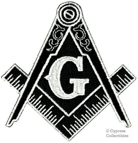 Black Masonic Logo Embroidered Patch Iron-on Freemason Square Compass Mason