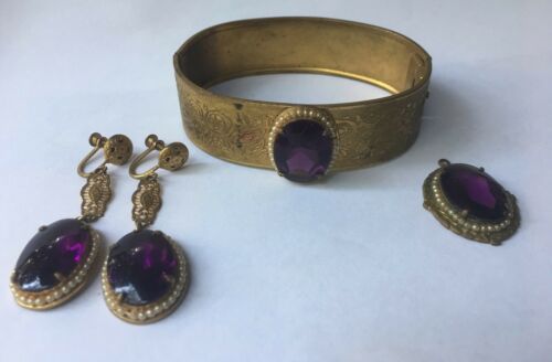 Antique Victorian Amethyst Jewelry Set