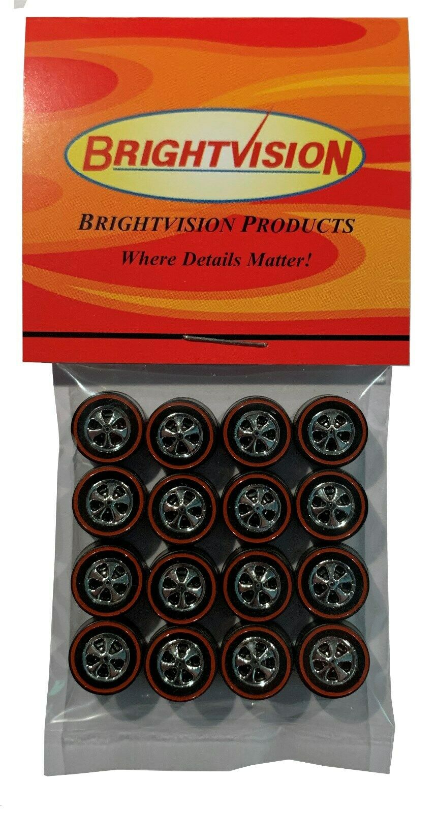 16 Brightvision Redline Wheels Medium Size Hong Kong Bearing Style Bright Chrome