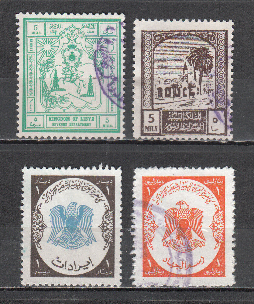 Libya     Lot Of 4 Consular Service Revenue Stamps