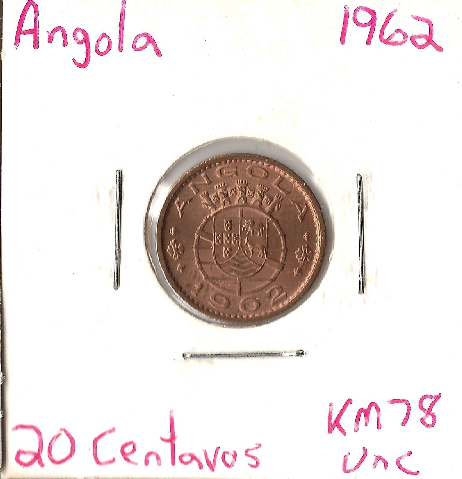 Coin Angola (portuguese) 20 Centavos 1962 Km78, Combined Shipping
