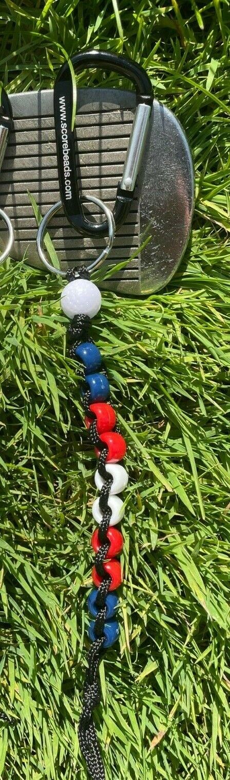 Golf Stroke Counter Scorekeeper Blue/red/white Usa Score! Beads Disc/frisbee