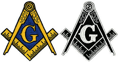 Lot Of Two Masonic Logo Embroidered Patch Iron-on Freemason Square Compass Mason