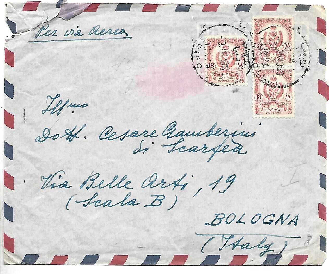 1950 United Kingdom Of Libya Air Mail Cover From Tripoli To Italy