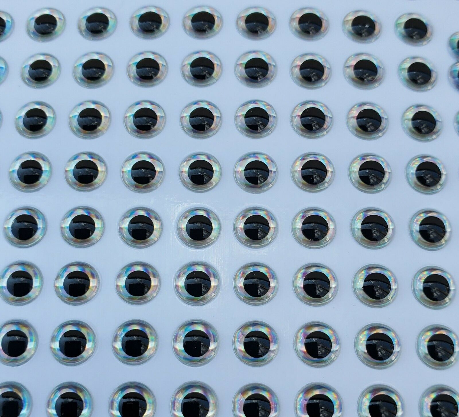 3d Lure Eye Self Stick Silver/black 3mm - 10mm
