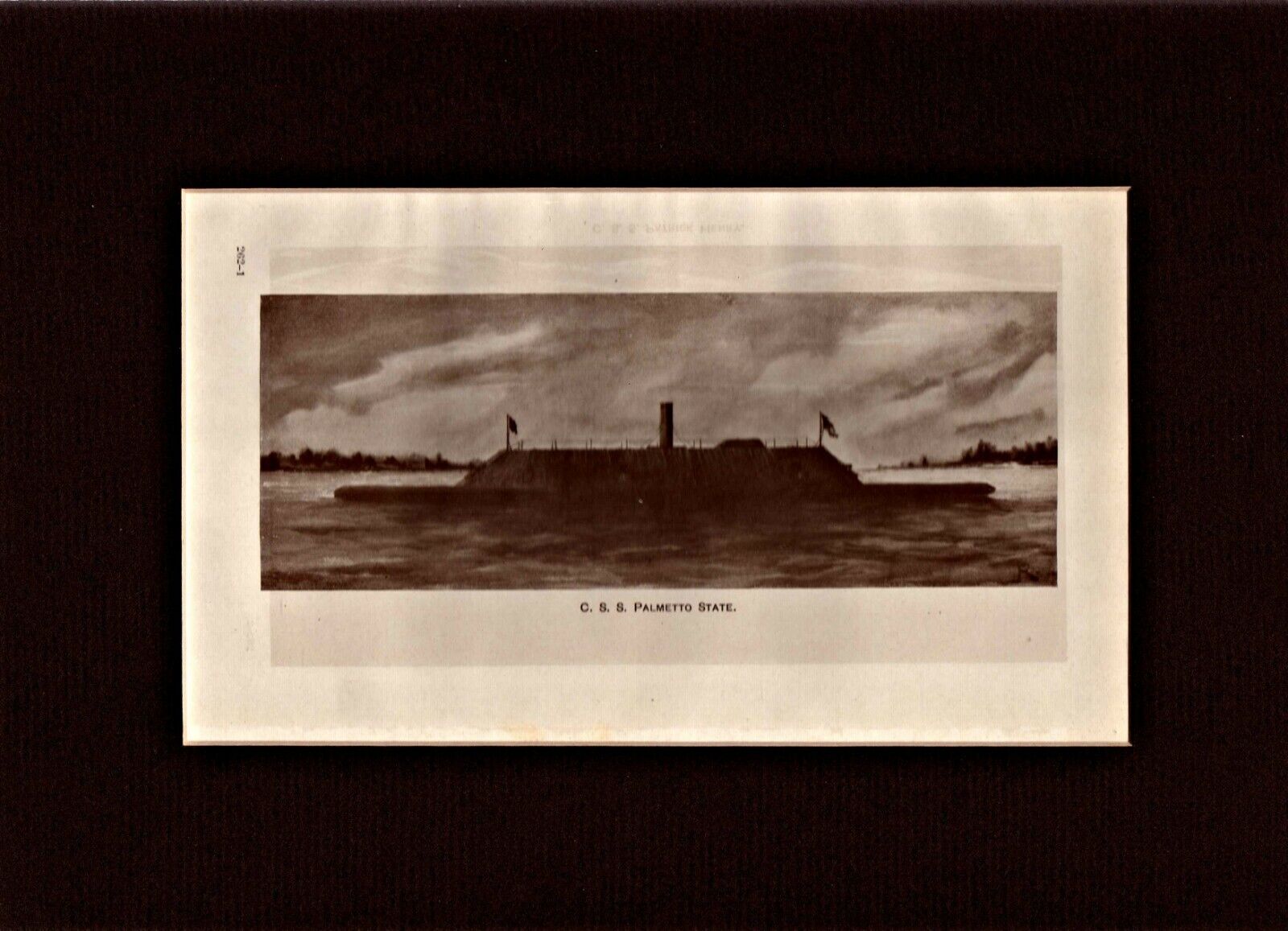 Confederate Navy Print: Css Palmetto State: Civil War : 8.5x12 Mat: 5x8.5 Image
