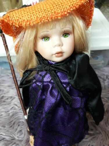 Show Stoppers Teenie Witch Lot 3 Collectible Porcelain Dolls With Brooms Rare
