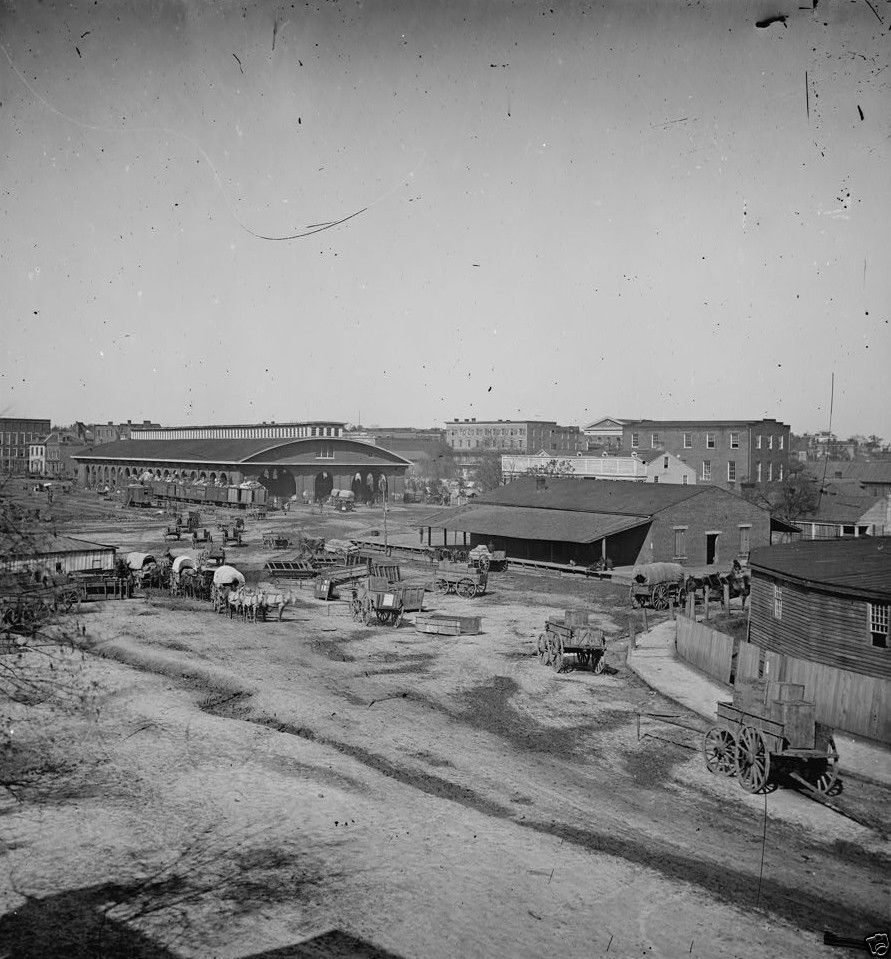 Atlanta Railroad Depot And Yard Masonic Hall Civil War 8x10 Photo