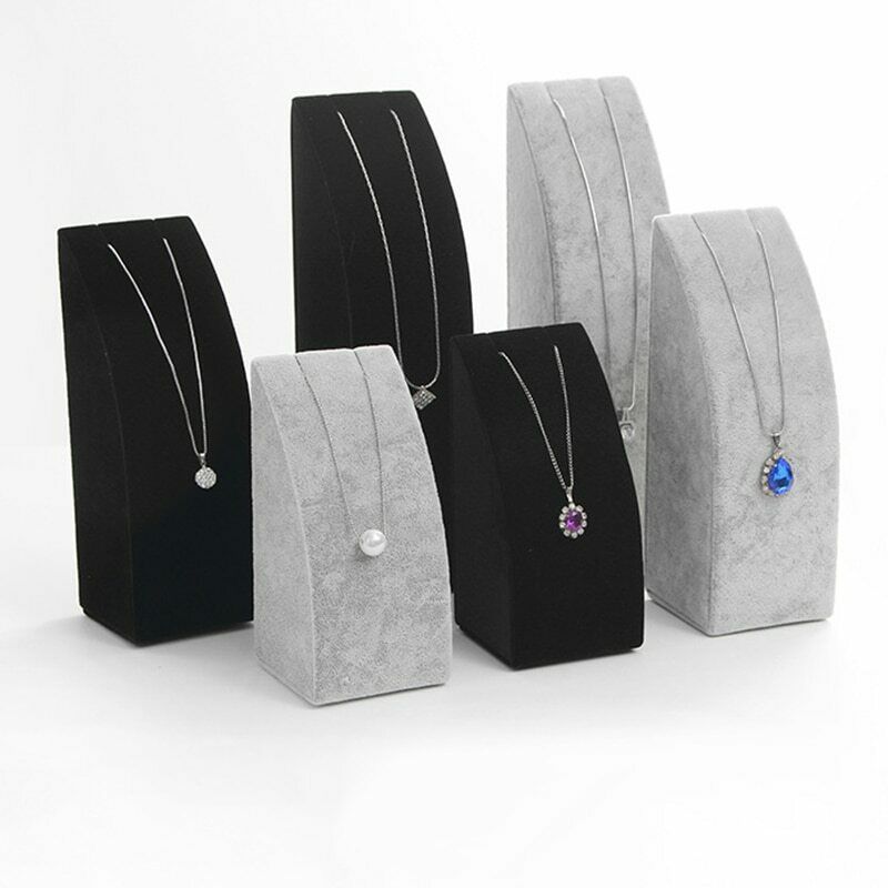 Velvet Jewelry Display Pendant Necklace Display Holder Stand Rack Show Case