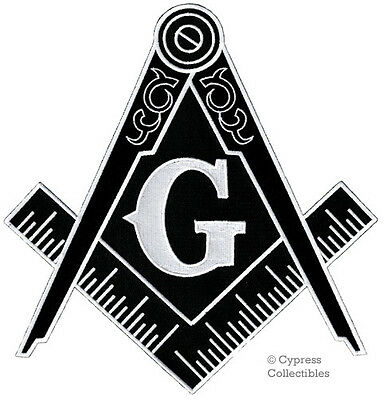 Black Large Masonic Embroidered Patch Iron-on Freemason Square Compass Mason New