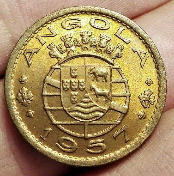 Portuguese Angola 50 Centavos 1957 Coin (unc! Superb! Full Luster!) #2