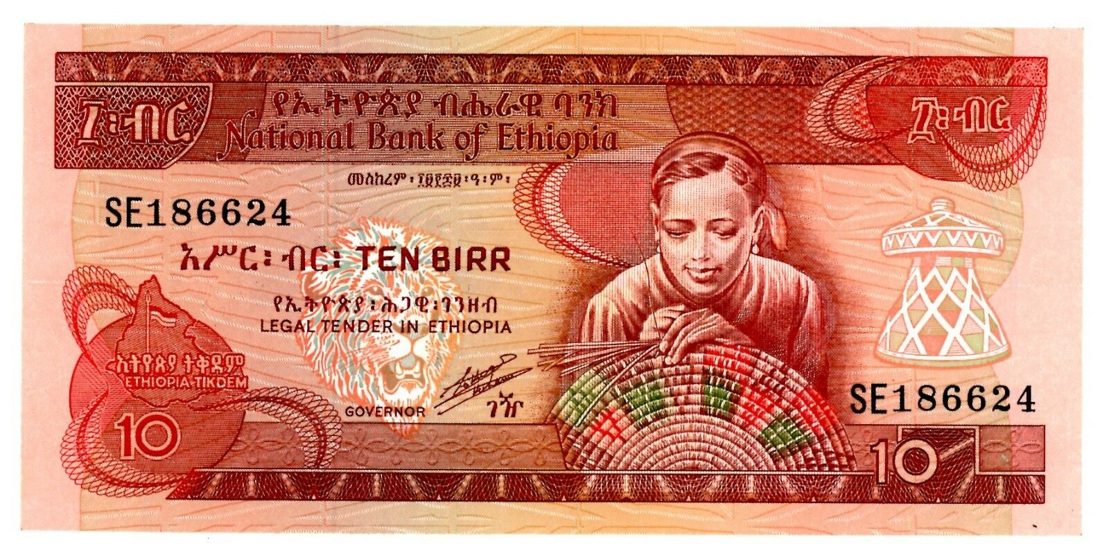 Ethiopia ... P-43b ... 10 Birr ... L.ee 1969(1991) ... *unc* ... Prefix "se".